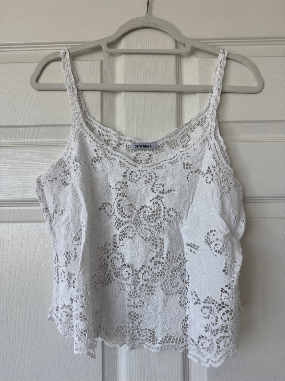 Tiare Hawaii White Lace Crochet Camisole